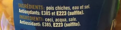 Lista de ingredientes del producto Pois chiches - 570 g - Cidacos Cidacos 570 g (400 g net égoutté), 580 ml