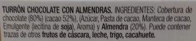 Lista de ingredientes del producto Turrón Chocolate con Almendras El Lobo 250 g