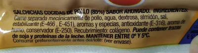 Lista de ingredientes del producto Salchichas de pollo Campofrio 