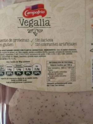 Lista de ingredientes del producto Vegalia Campofrio 