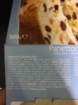 Lista de ingredientes del producto Panettone con pasas y naranja Panettone di Giuseppe 500 g