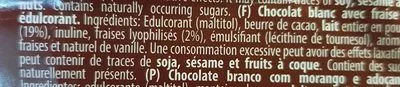 Lista de ingredientes del producto Tablette chocolat 0% sucre Torras 