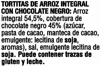 Lista de ingredientes del producto Vitalday gallette di riso integrale ricoperte Gullón 105,2 g (4 x 2 x 13,15 g)