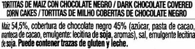 Lista de ingredientes del producto Tortitas de maíz con chocolate negro Vitalday Gullón, Vitalday 25 g (2 x 12,5 g)