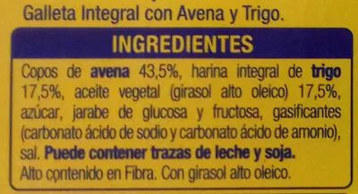 Lista de ingredientes del producto Digestive Avena Selecta, Gullón 850 g (2 x 425 g)