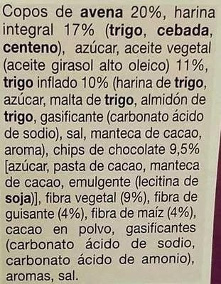 Lista de ingredientes del producto Barrita de chocolate con fibra Selecta Selecta, Gullón 210 g