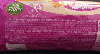 Lista de ingredientes del producto Gluten Free - Galletas de avena y naranja Gullón 