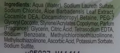 Lista de ingredientes del producto Jabon de manos aloe vera babaria 500 ml