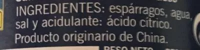 Lista de ingredientes del producto Espárragos blancos cortos Carretilla 185 g