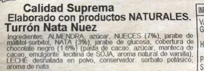 Lista de ingredientes del producto Turro Vicens Nata Anous Vicens 