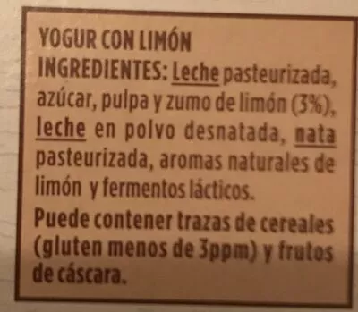 Lista de ingredientes del producto Yoghurt cremeux citron Danone 240 g (2x120 g)