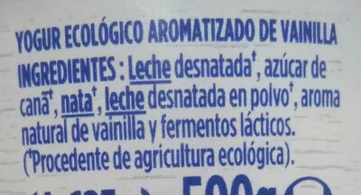 Lista de ingredientes del producto Con leche ecologica Danone 500 g (4x125g)