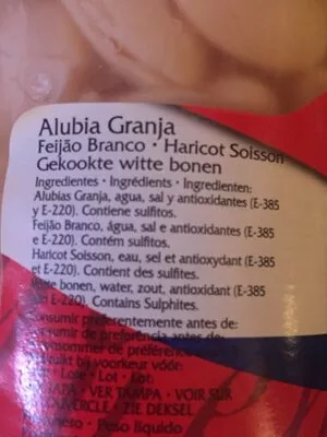 Lista de ingredientes del producto Alubia Blanc. granja Luengo 