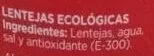 Lista de ingredientes del producto Lentejas ecologicas Luengo 470 g