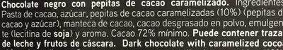 Lista de ingredientes del producto Chocolate negro 72% Tamarindo 100g