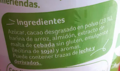 Lista de ingredientes del producto Preparado soluble al cacao Auchan 500 g