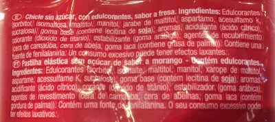 Lista de ingredientes del producto Chicles sabor fresa Auchan 