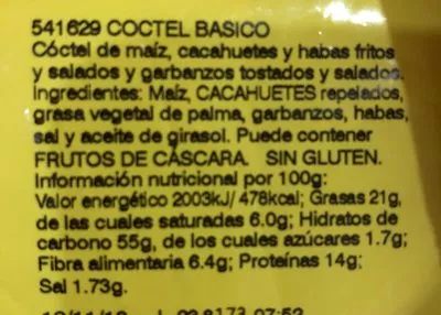 Lista de ingredientes del producto Frutos secos Frit Ravich 