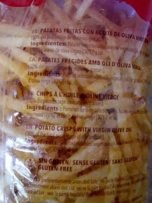 Lista de ingredientes del producto Patatas Fritas Paja Casera Frit Ravich 