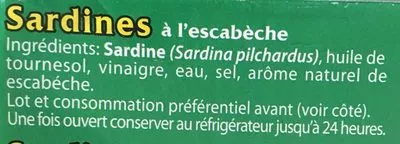 Lista de ingredientes del producto Sardine pescamar Pescamar 