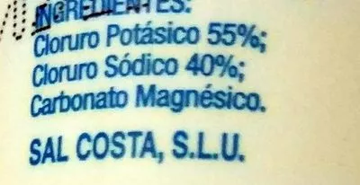 Lista de ingredientes del producto Sal ligera Sal Costa 80 g