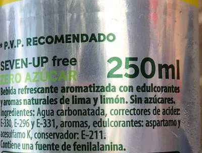 Lista de ingredientes del producto Free 7 Up 