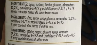 Lista de ingredientes del producto Leche de almendras Almendrina 1 l