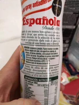 Lista de ingredientes del producto Aceite de oliva virgen extra spray 200 ml La Española 200 ml