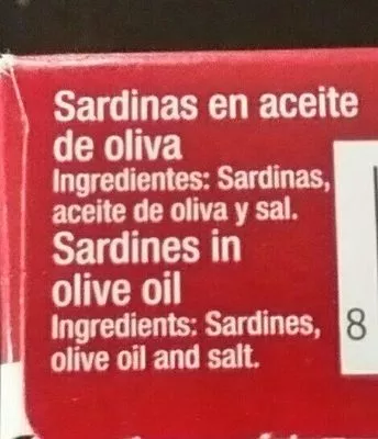 Lista de ingredientes del producto Sardinas en aceite de oliva Cuca 