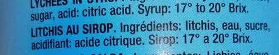 Lista de ingredientes del producto Lichis Juver 