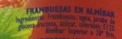 Lista de ingredientes del producto Frambuesas Juver 450 g