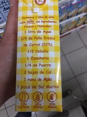 Lista de ingredientes del producto Caldo natural Aneto de pollo Aneto 