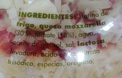 Lista de ingredientes del producto Pizza margarita Casa Tarradellas 