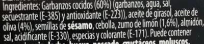 Lista de ingredientes del producto Hummus Pontutoke 220G Argal 220 g