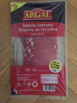 Lista de ingredientes del producto Jamón serrano reserva hembra Argal 90 g