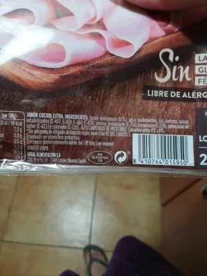 Lista de ingredientes del producto Jamon cocido Premier Argal 