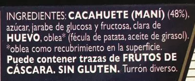 Lista de ingredientes del producto Turron de cacahuete  200 g