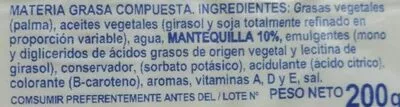 Lista de ingredientes del producto Margarine  200 g