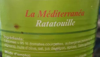 Lista de ingredientes del producto Ratatouille  