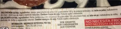 Lista de ingredientes del producto Salchichón Al Natural Lonchas El Pozo El Pozo 80 g