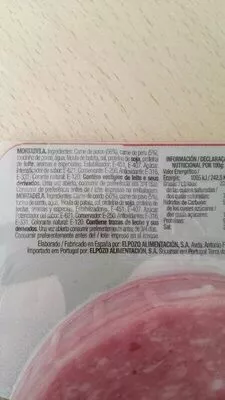 Lista de ingredientes del producto Mortadela siciliana Elpozo 