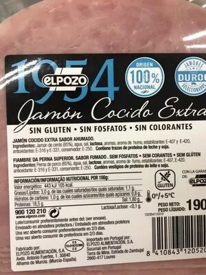 Lista de ingredientes del producto Jamón cocido extra  