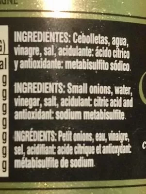 Lista de ingredientes del producto Maestranza cebollas ácidas maestranza 