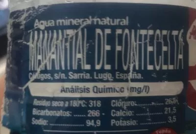 Lista de ingredientes del producto Agua mineral Auchan 