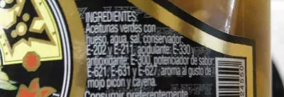 Lista de ingredientes del producto Aceitunas  