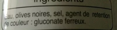 Lista de ingredientes del producto Aceitunas cacereñas negras sin hueso Auchan 350 g (neto), 150 g (escurrido), 370 ml