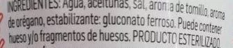 Lista de ingredientes del producto Aceitunas negras deshuesadas como 350g