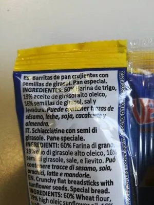 Lista de ingredientes del producto Pan de pipas Velarte Velarte 