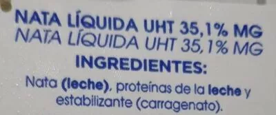 Lista de ingredientes del producto Nata para montar Larsa 