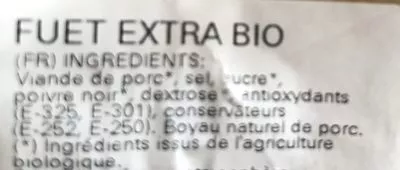 Lista de ingredientes del producto Fuet extra bio Casademont 